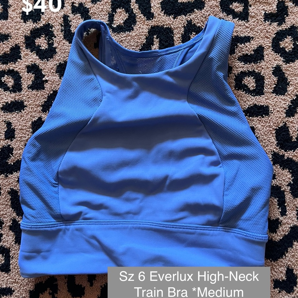 Lululemon size 6 everlux high neck train sports bra wild indigo